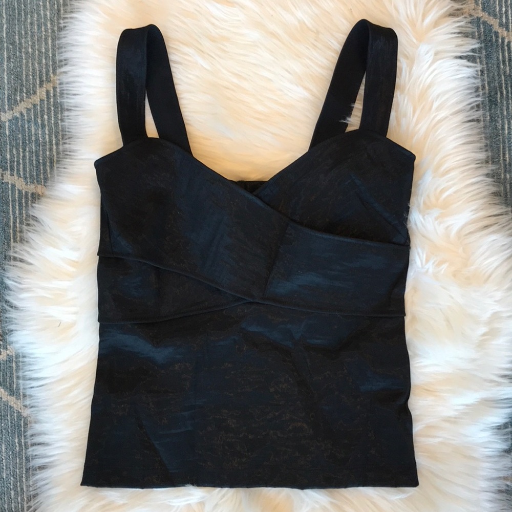 Donna Karen Black Cross Top